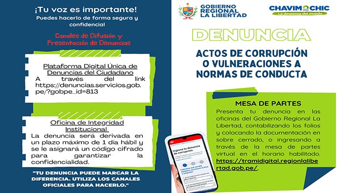 PROYECTO CHAVIMOCHIC IMPLEMENTA PLATAFORMA DIGITAL ÚNICA DE DENUNCIAS DEL CIUDADANO